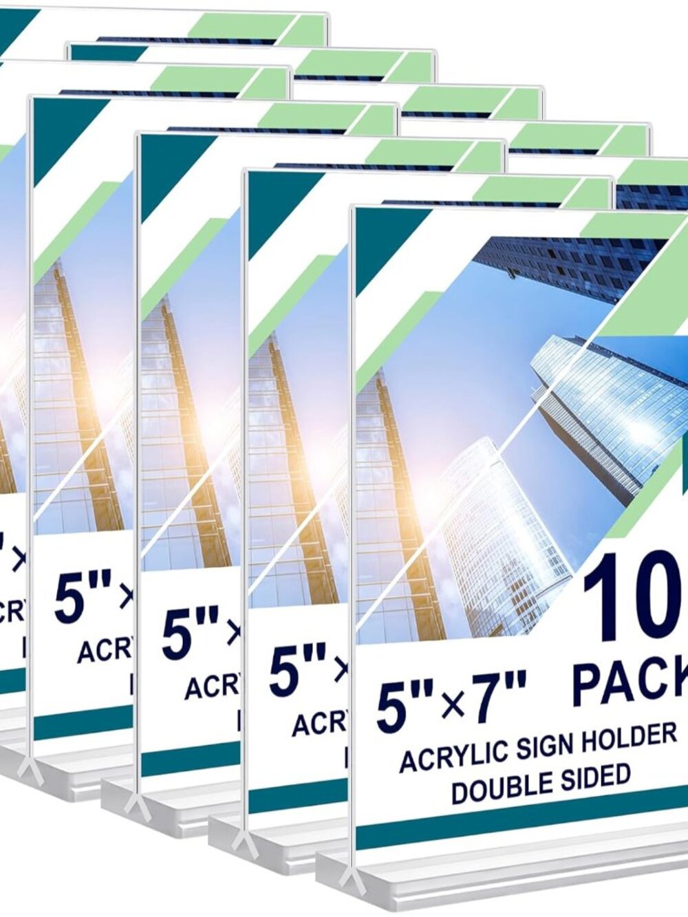 Acrylic Sign Holder 5 x 7, 10 Pack Clear Table Menu Vertical Display Stand Deskt